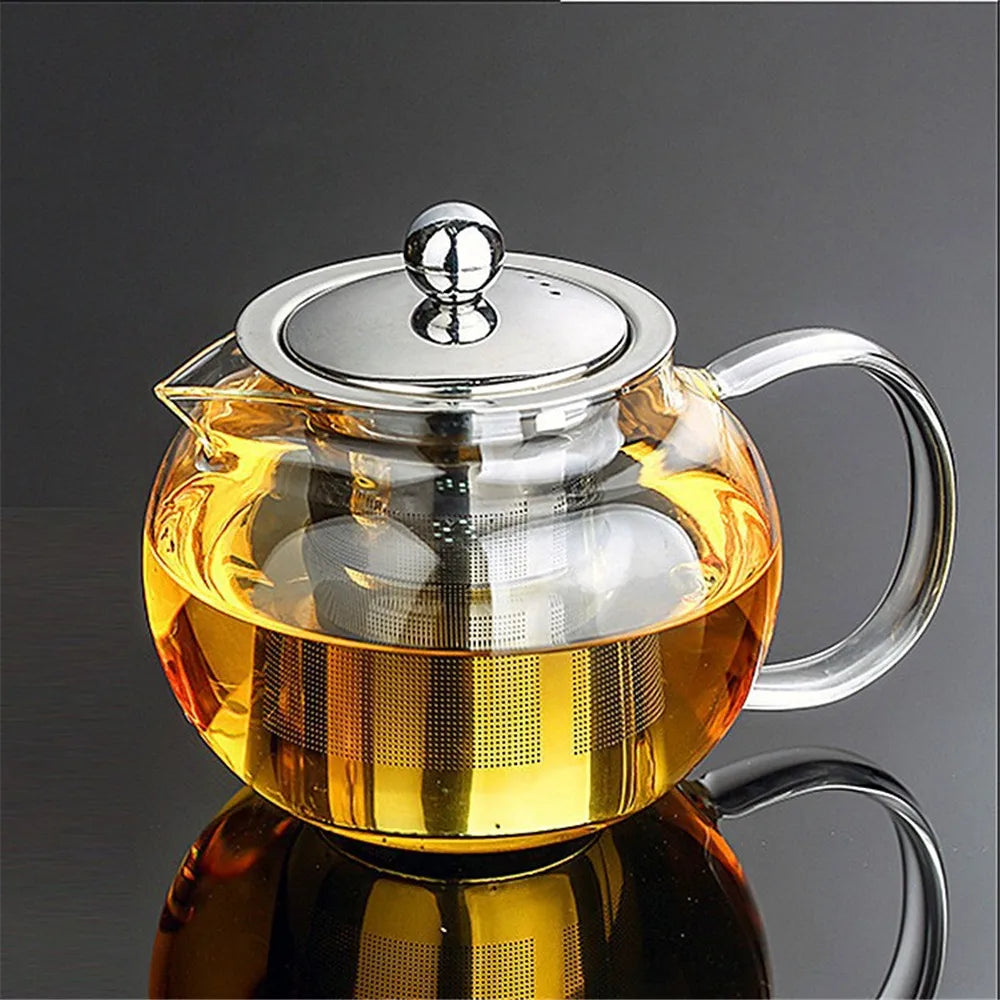 Heat Resistant Glass Teapot with Stainless Steel Infuser – 650ml, 950ml or 1300ml