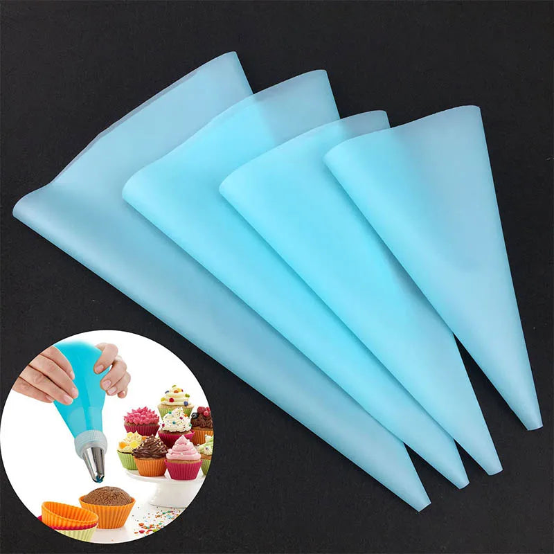 4pc Reusable Silicone Piping Bags – Icing Bags for Cake Decorating