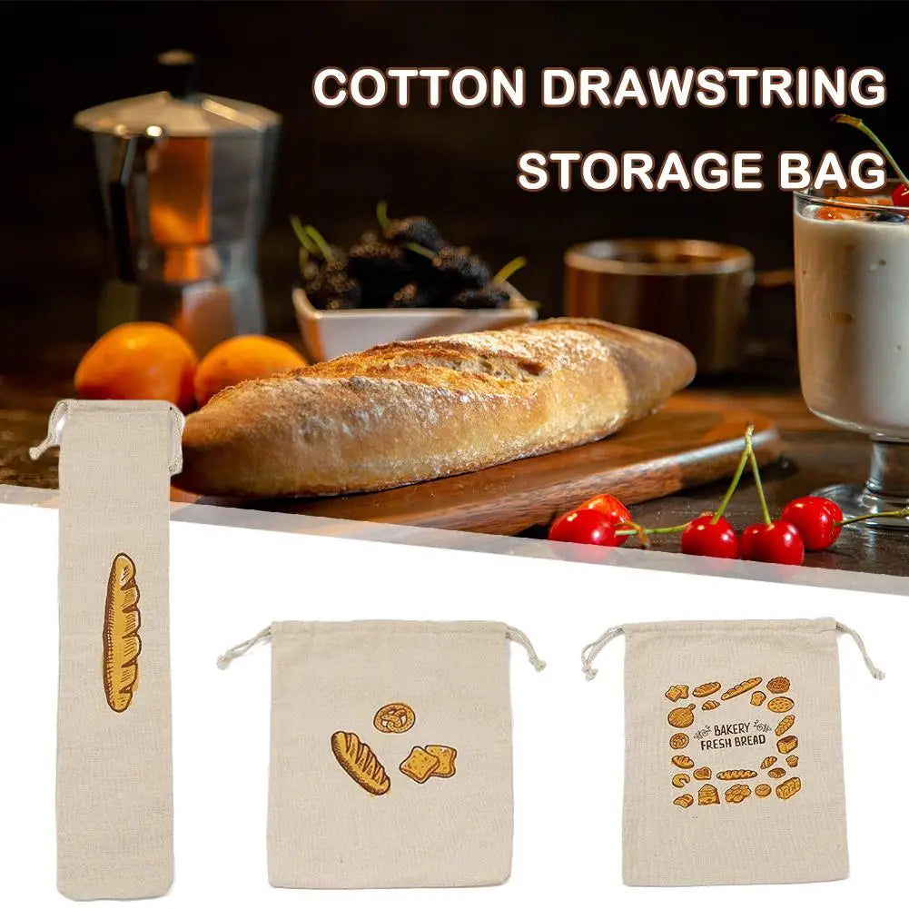 Reusable Linen Bread Storage Bag – Large Drawstring Unbleached Natural Organiser