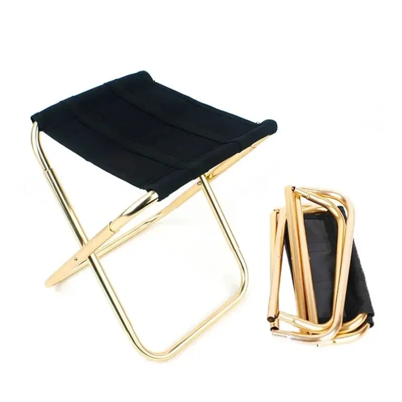 Lightweight Folding Camping Chair – Golden Aluminium Alloy Seat with Carry Bag
