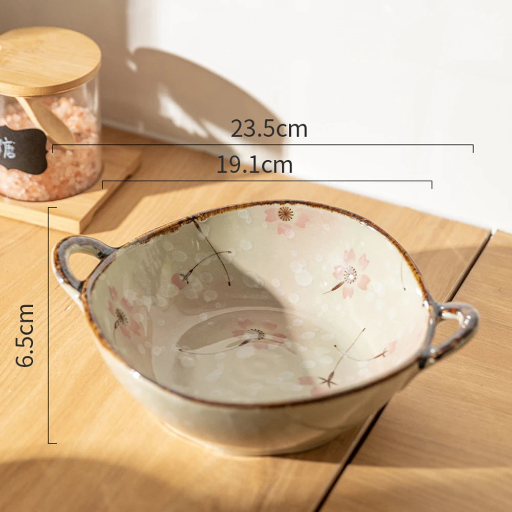 7.5-Inch Ceramic Soup & Noodle Bowl with Handle – Microwave & Oven Safe Tableware