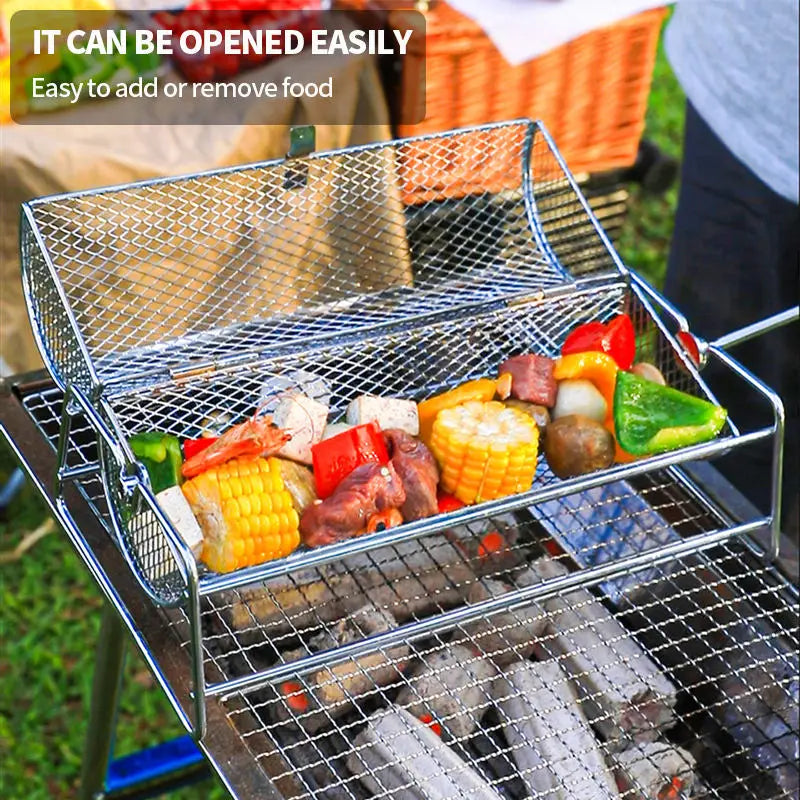 Rolling BBQ Grill Mesh Basket