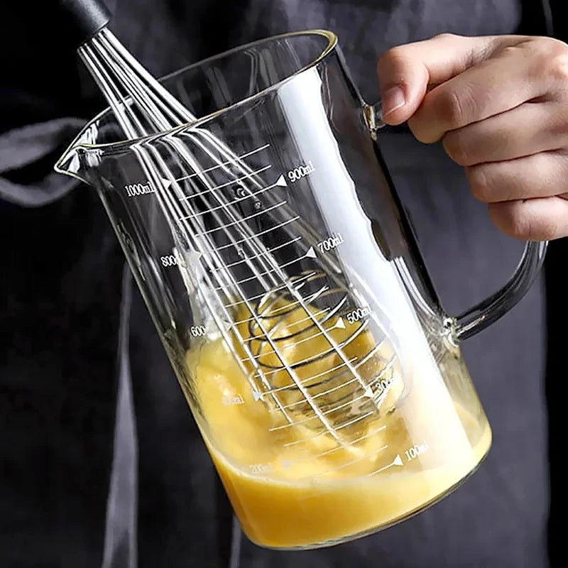 Glass Measuring Cup with Handle and Lid – 250ml to 1000ml Food Grade Measuring Jug