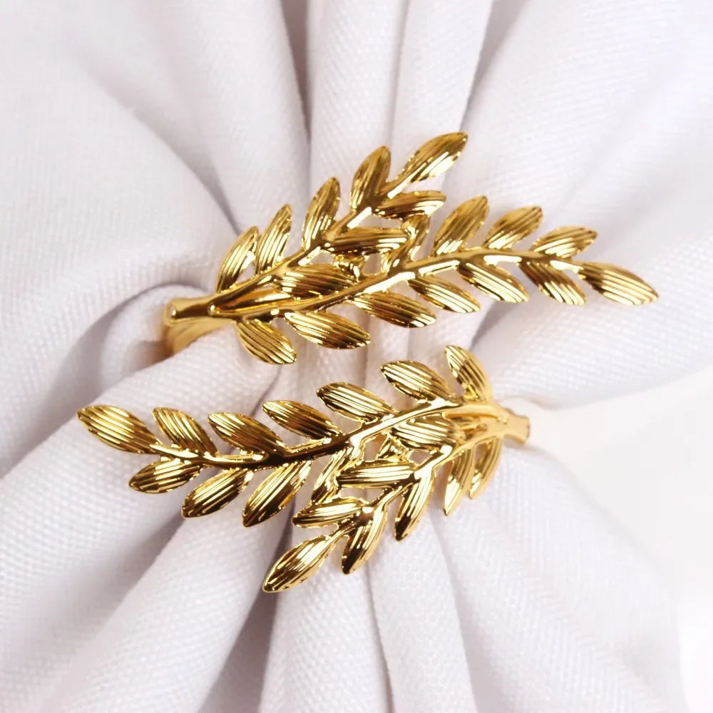 Golden Leaf Napkin Rings – Elegant Table Décor for Special Occasions