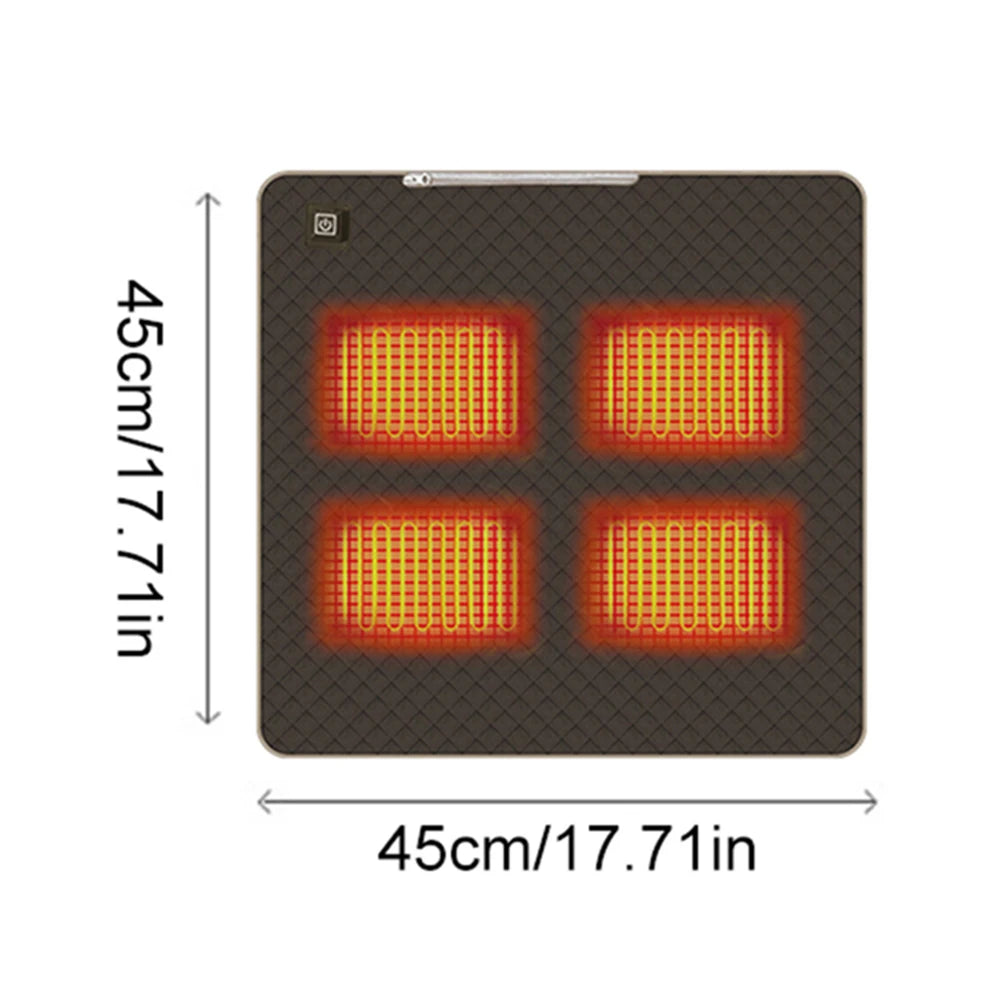 USB Heated Seat Cushion – 4-Zone Electric Mat for Camping, Office & Outdoor Warmth