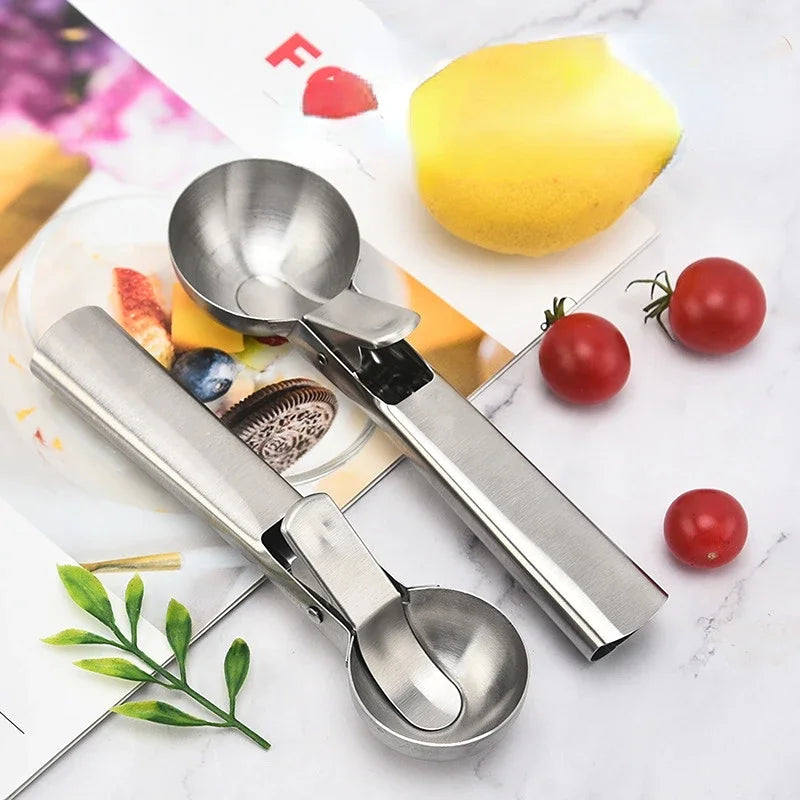 Multifunctional Stainless Steel Ice Cream Scoop – Dual-Purpose Fruit and Watermelon Ball Spoon