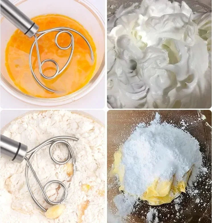 Stainless Steel Danish Dough Whisk – Handheld Beater for Bread & Pastry Mixing