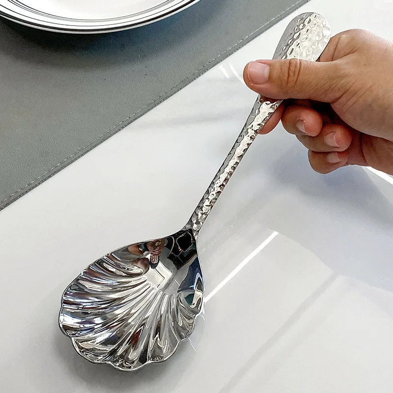 Stainless Steal Shell Pattern Serving Spoon