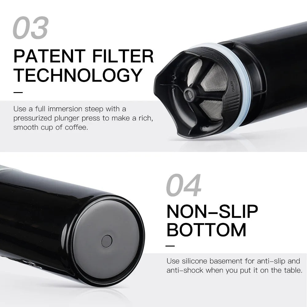 350ml Portable French Press Coffee Pot – Travel Mug with Filter for Car, Office & Camping