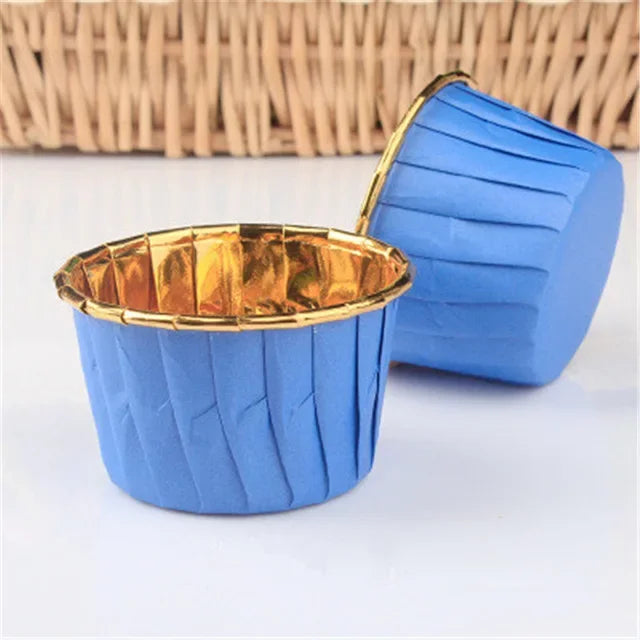 50pcs Gold Muffin Cupcake Liners – Oilproof Baking Cups for Weddings, Parties and Events