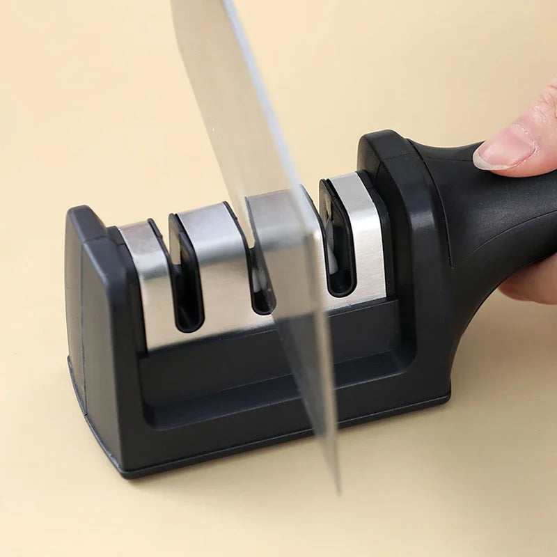 3-Stage Knife Sharpener with Anti-Slip Base – Quick Handheld Sharpening Tool
