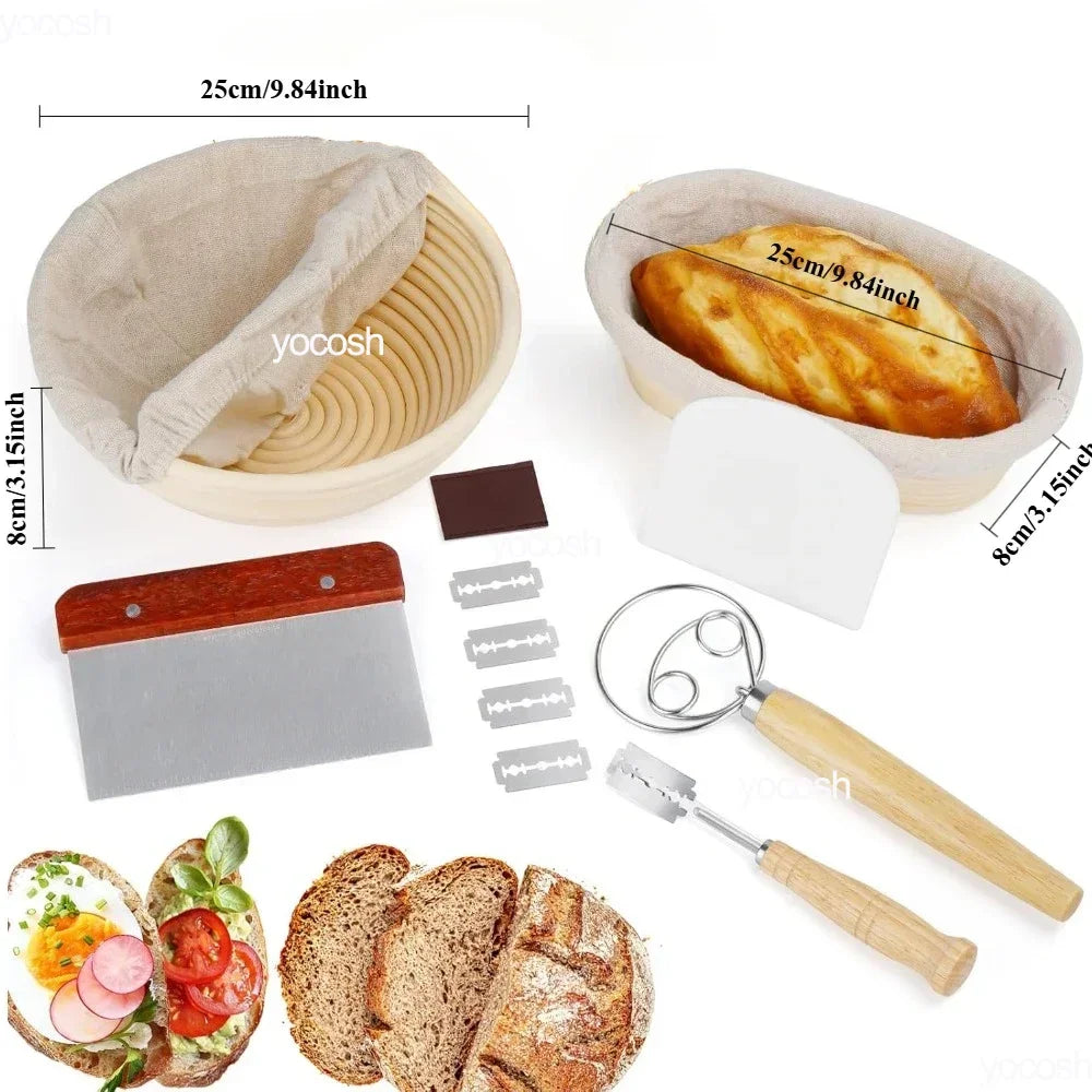 Professional Sourdough Baking Set – Proofing Basket, Mat, Tools & 24oz Starter Jar