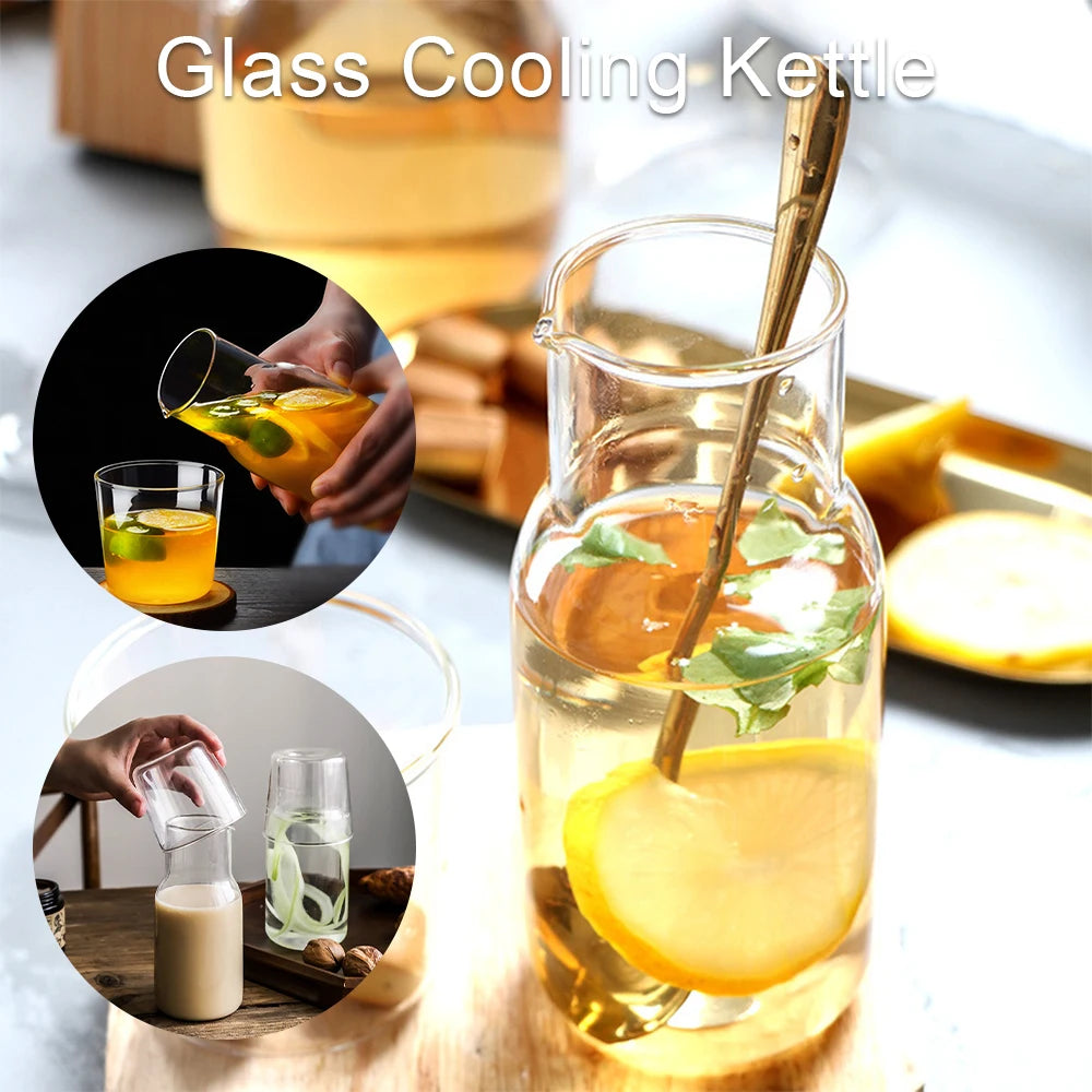 Glass Water Carafe with Cup Lid – 400ml/550ml Bedside Jug for Night-time or Everyday Use