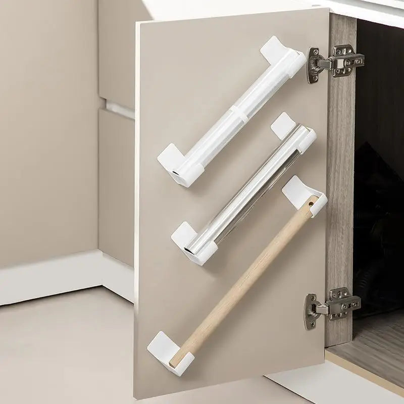 Adjustable Self-Adhesive Kitchen Storage Shelf – Wall-Mounted Holder for Wraps, Foil & Towels