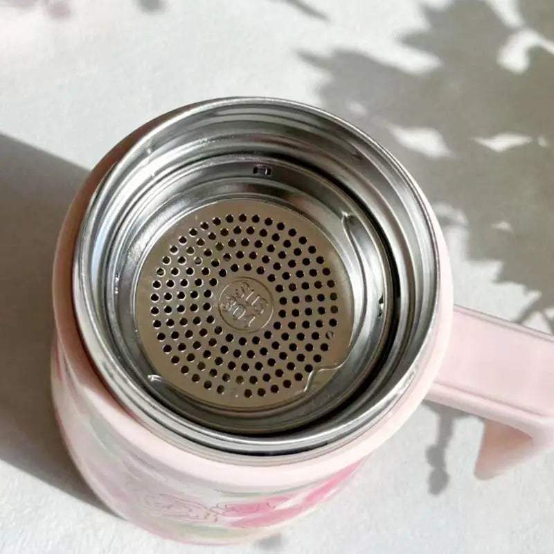 550ml Stainless Steel Insulated Teapot – Floral Thermos with Infuser for Home & Office