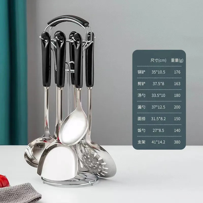7-Piece Stainless Steel Kitchen Utensil Set with Ceramic Handles – Nordic Style