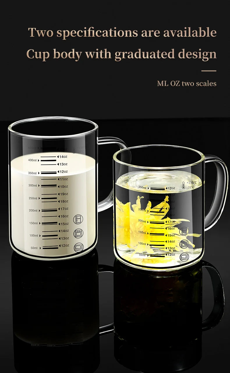 Borosilicate Glass Measuring Beaker Mug – 400ml Milk Cup with Handle