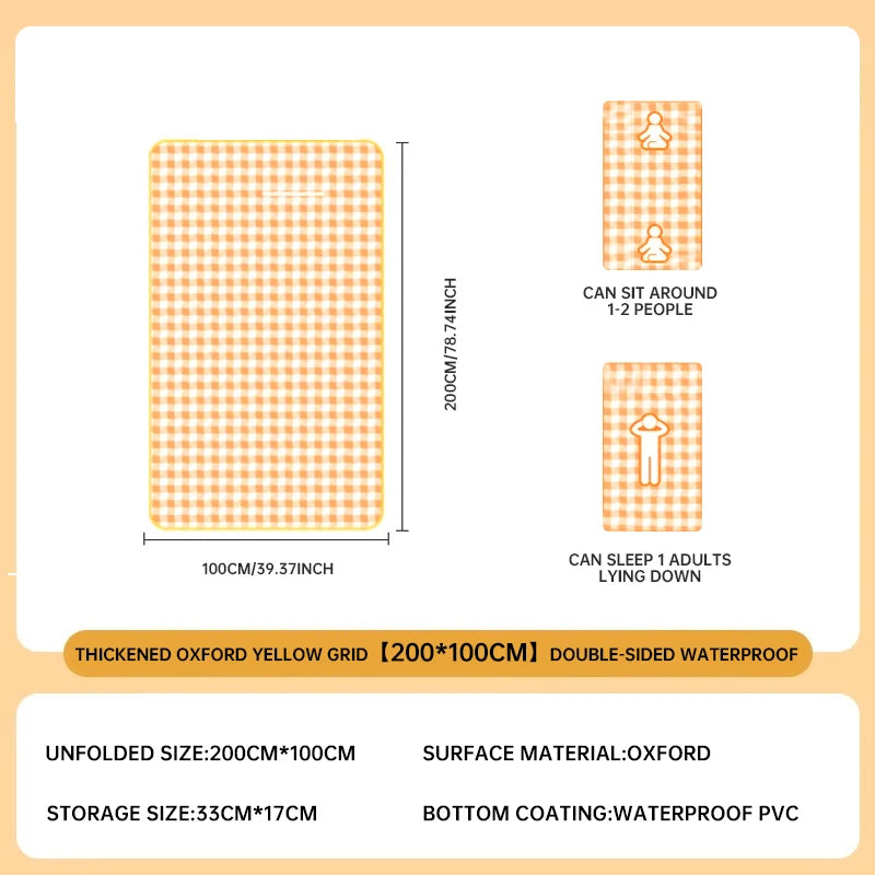 Yellow Waterproof Camping & Picnic Mat – Double-Sided Aluminium Sleeping Pad for Outdoor Use