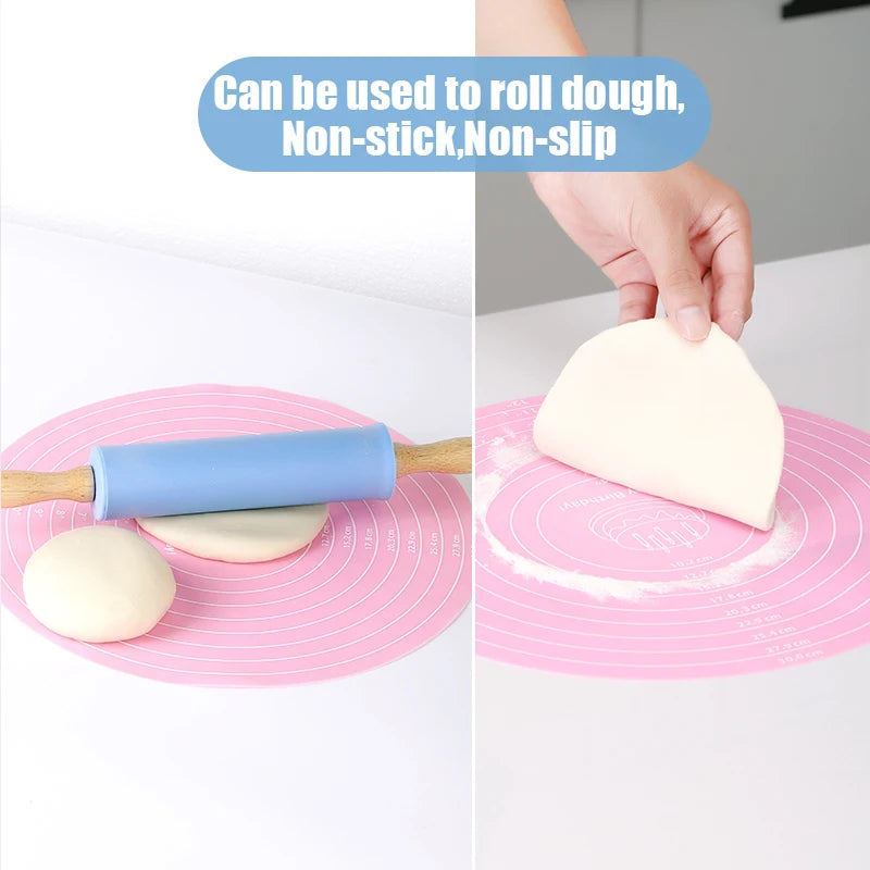 Silicone Cake Turntable Mat – Non-Stick Baking Mat with Size Guide, Heat Resistant Baking Tool