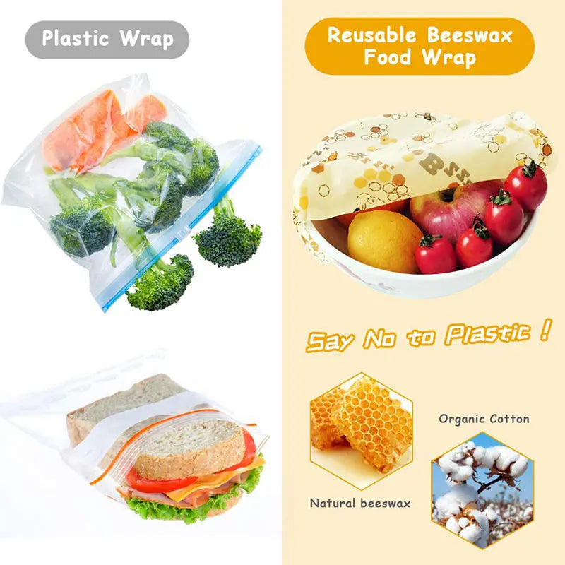Reusable Beeswax Food Wrap – Eco-Friendly Organic Food Storage Cloths