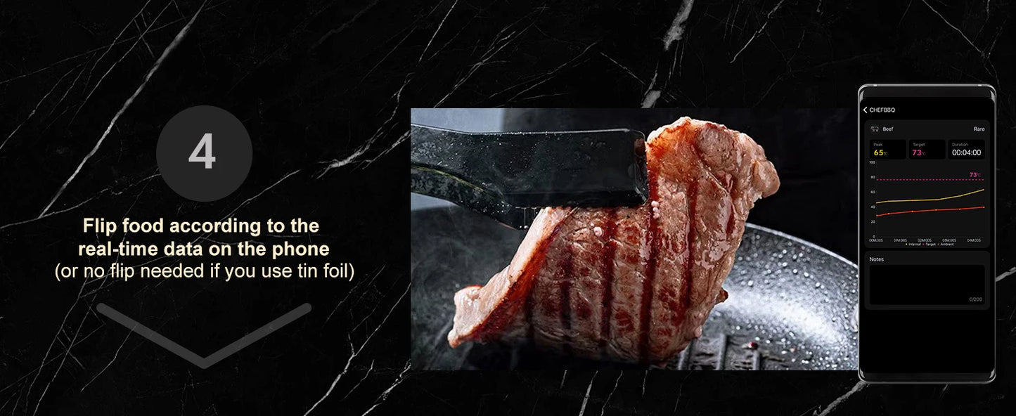 Wireless Meat Thermometer – Bluetooth Digital Probe with App & LCD for Oven, BBQ & Smoker