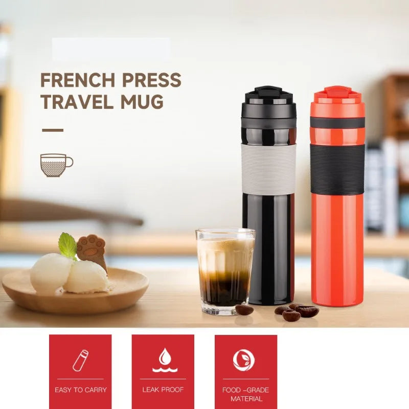 350ml Portable French Press Coffee Pot – Travel Mug with Filter for Car, Office & Camping