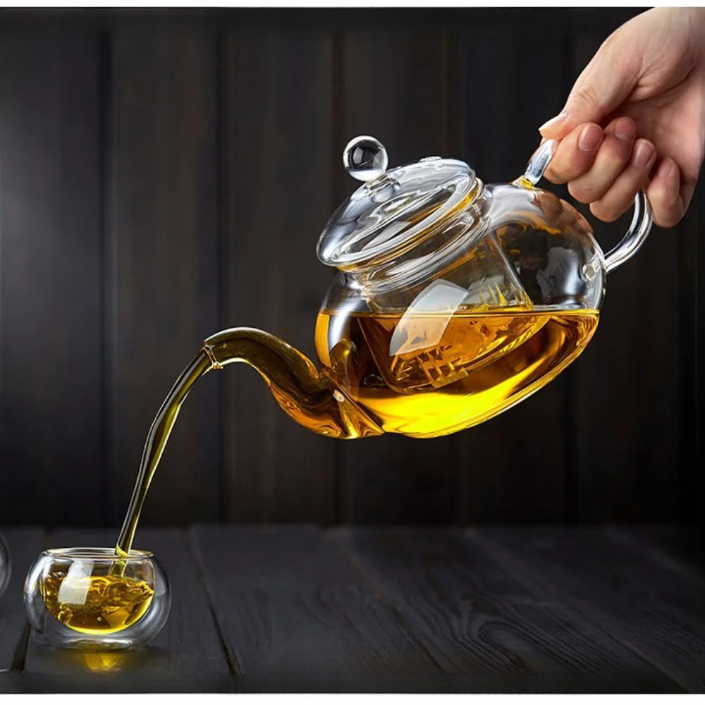 400ml/1000ml Heat-Resistant Glass Teapot with Strainer – Flower Kettle Kung Fu Teaware Set