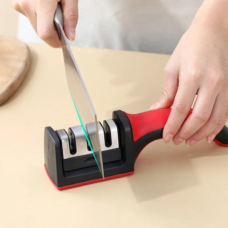 3-Stage Knife Sharpener with Anti-Slip Base – Quick Handheld Sharpening Tool
