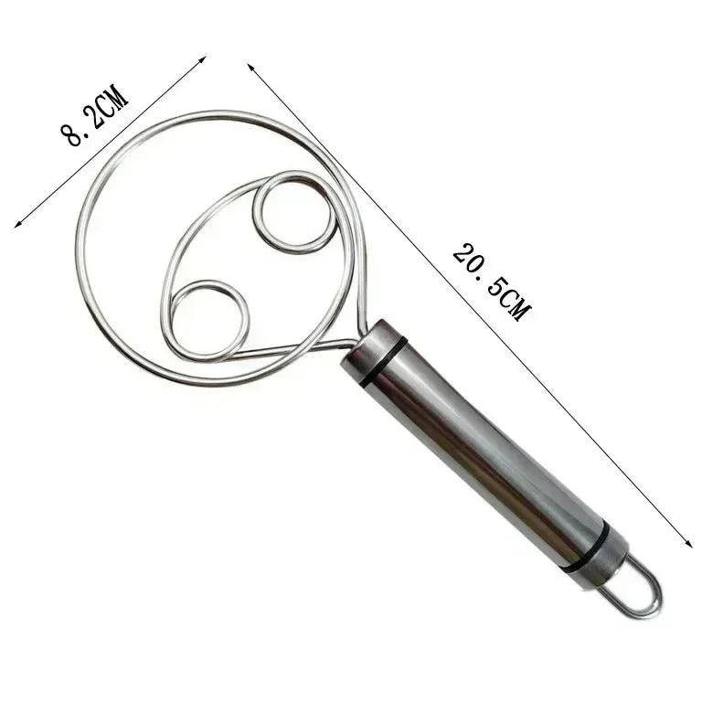 Stainless Steel Danish Dough Whisk – Handheld Beater for Bread & Pastry Mixing