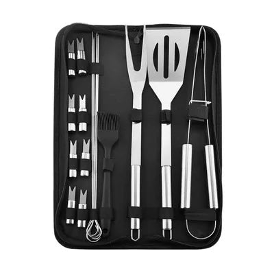 Stainless Steel BBQ Tool Set – Portable Outdoor Grill Utensils with Storage Bag