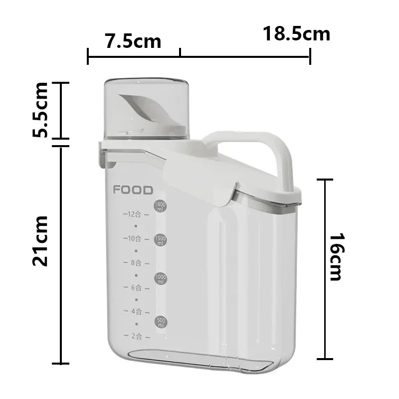 Airtight Cereal Storage Container 1.5L with Pouring Spout & Measuring Cup