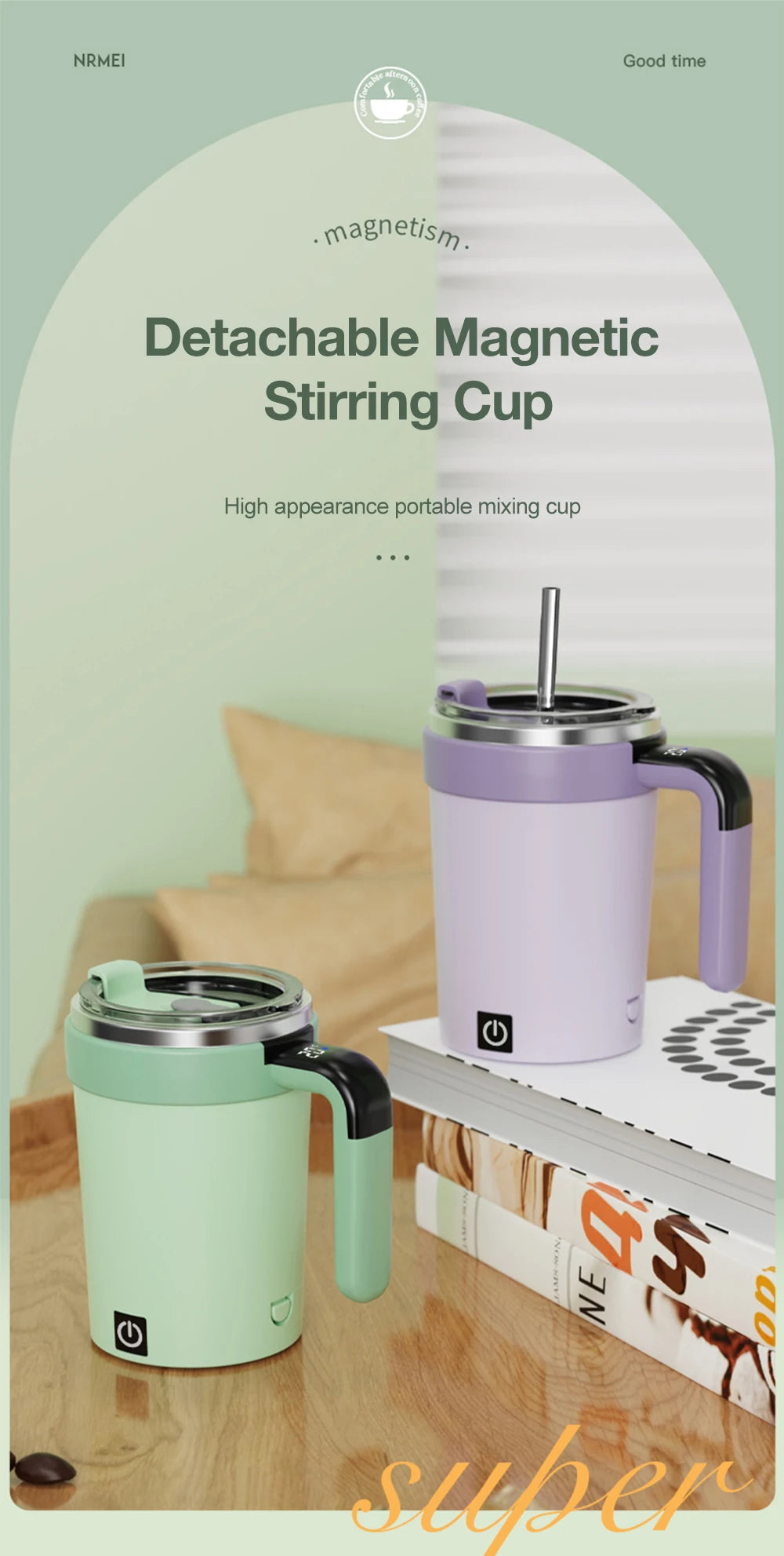 Rechargeable Self-Stirring Mug – Magnetic Electric Coffee Mixer with Lid, 380ml