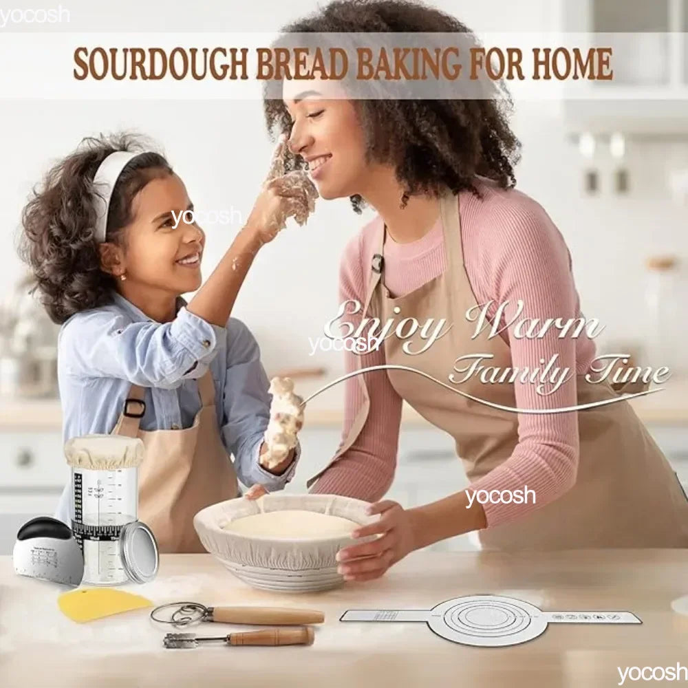 Professional Sourdough Baking Set – Proofing Basket, Mat, Tools & 24oz Starter Jar