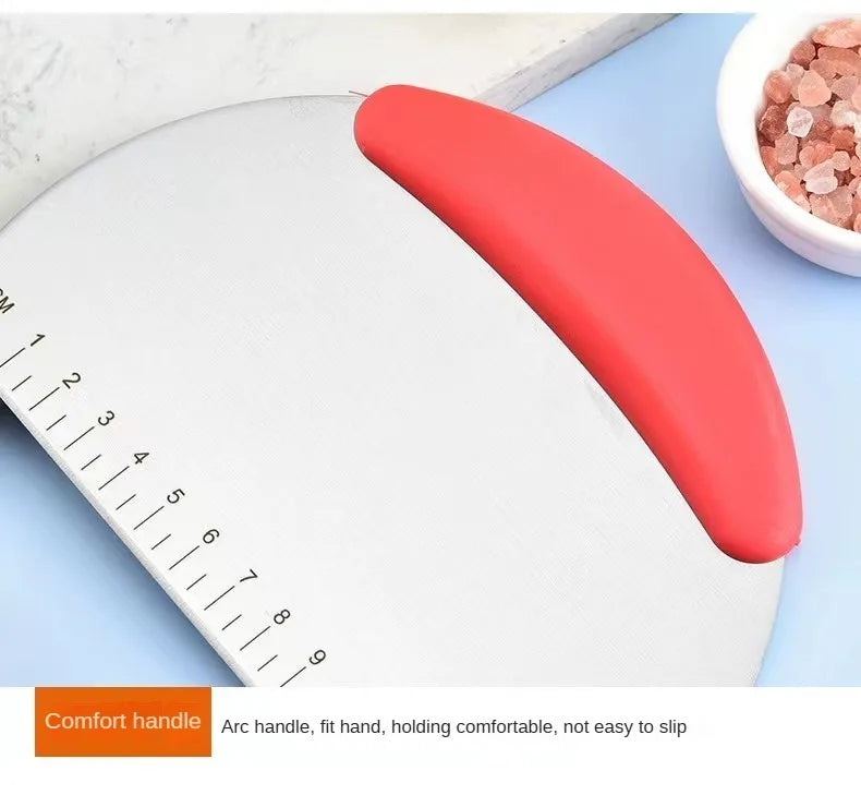 Stainless Steel Flour and Dough Cutter with Scale – Kitchen Scraper for Baking and Cooking