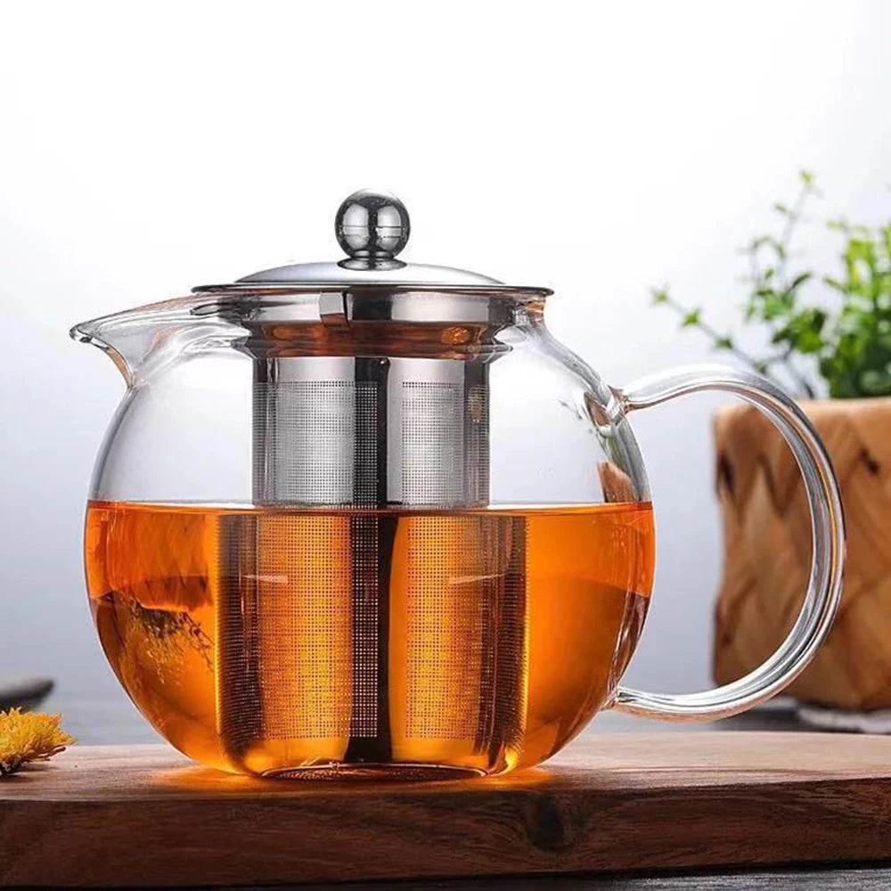 Heat Resistant Glass Teapot with Stainless Steel Infuser – 650ml, 950ml or 1300ml