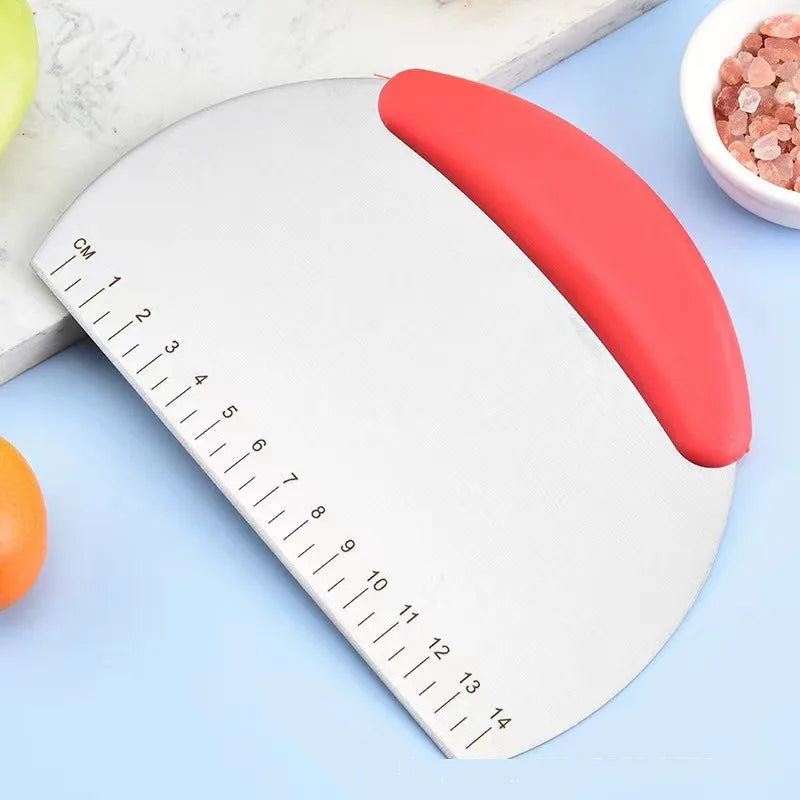Stainless Steel Flour and Dough Cutter with Scale – Kitchen Scraper for Baking and Cooking