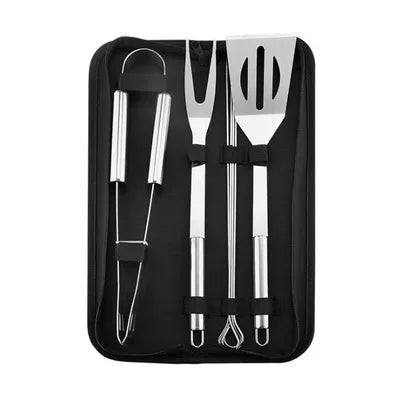 Stainless Steel BBQ Tool Set – Portable Outdoor Grill Utensils with Storage Bag