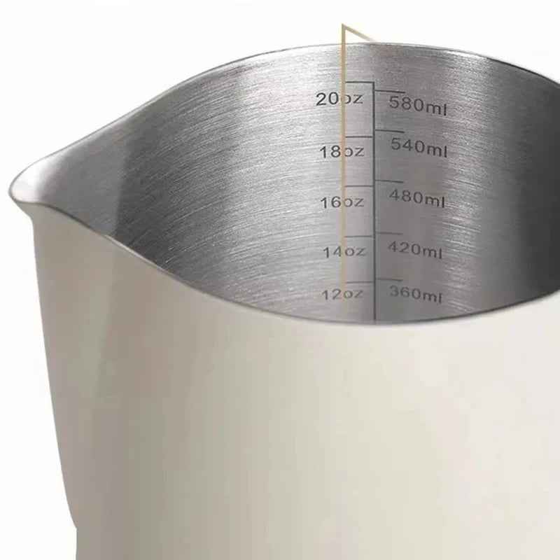 Stainless Steel Milk Frothing Jug – Latte Art Pitcher with Spout for Baristas, 350–600ml