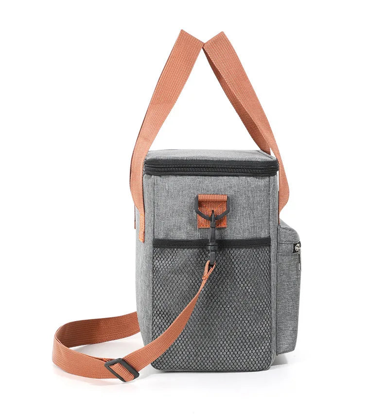 Large Double-Layer Insulated Cooler Lunch Bag – Waterproof Picnic Tote with Shoulder Strap