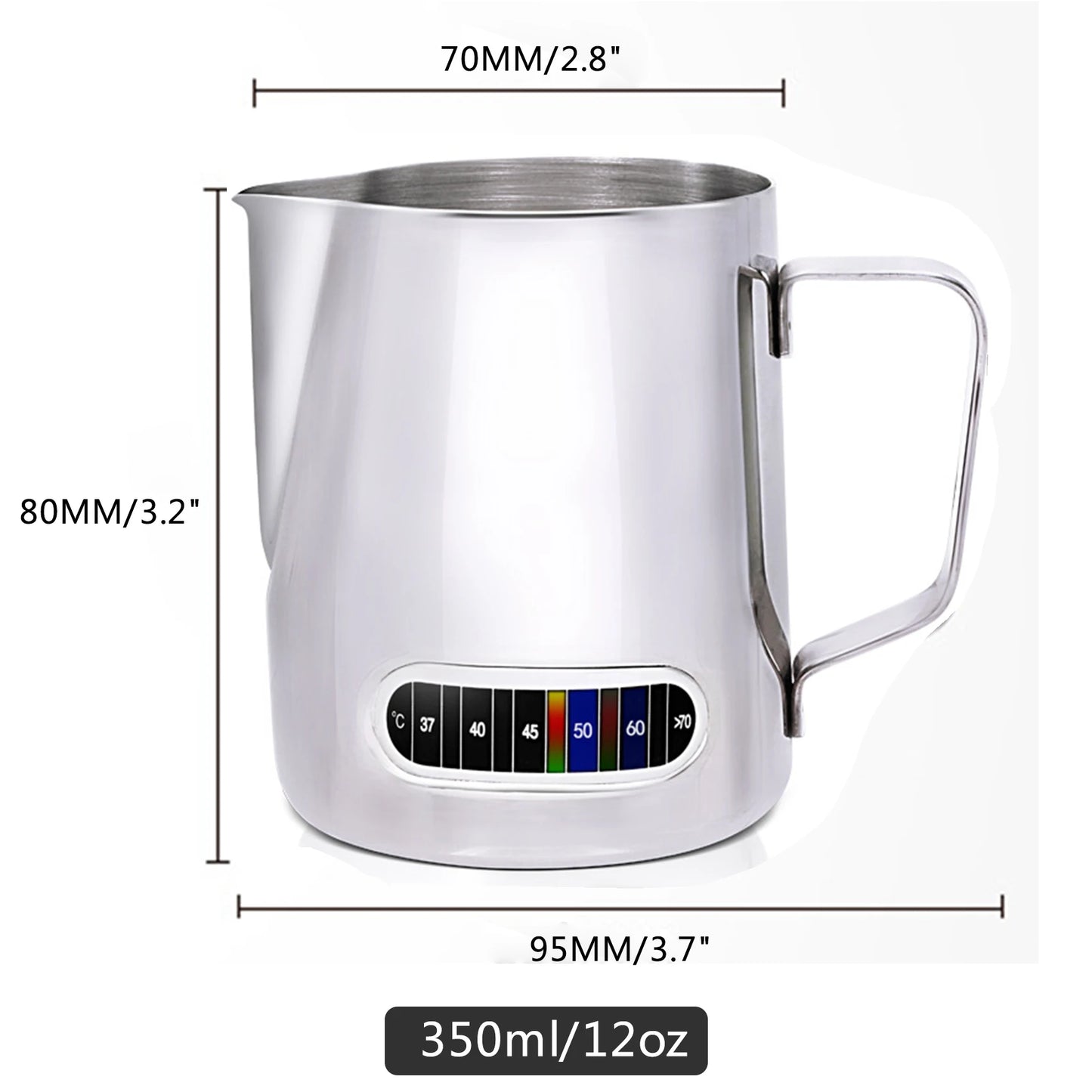 Milk Frothing Pitcher with Temperature Display – Stainless Steel Jug for Latte Art 350/600ml