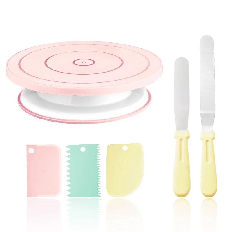 Macaron Rotating Cake Turntable – 11" Revolving Stand for Cake Decorating and Baking