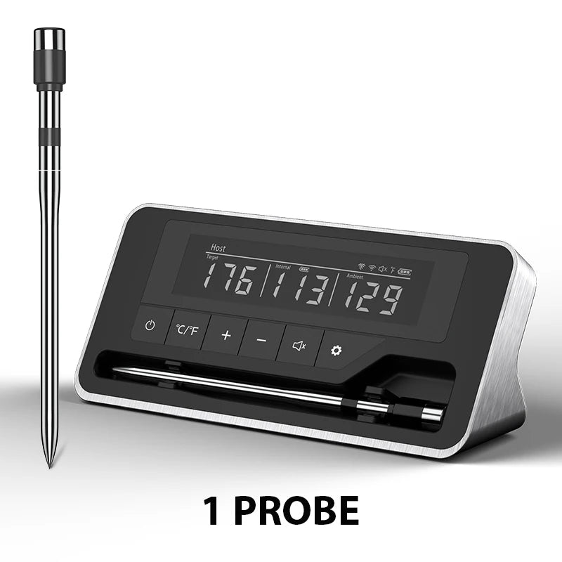 Wireless Meat Thermometer – Bluetooth Digital Probe with App & LCD for Oven, BBQ & Smoker