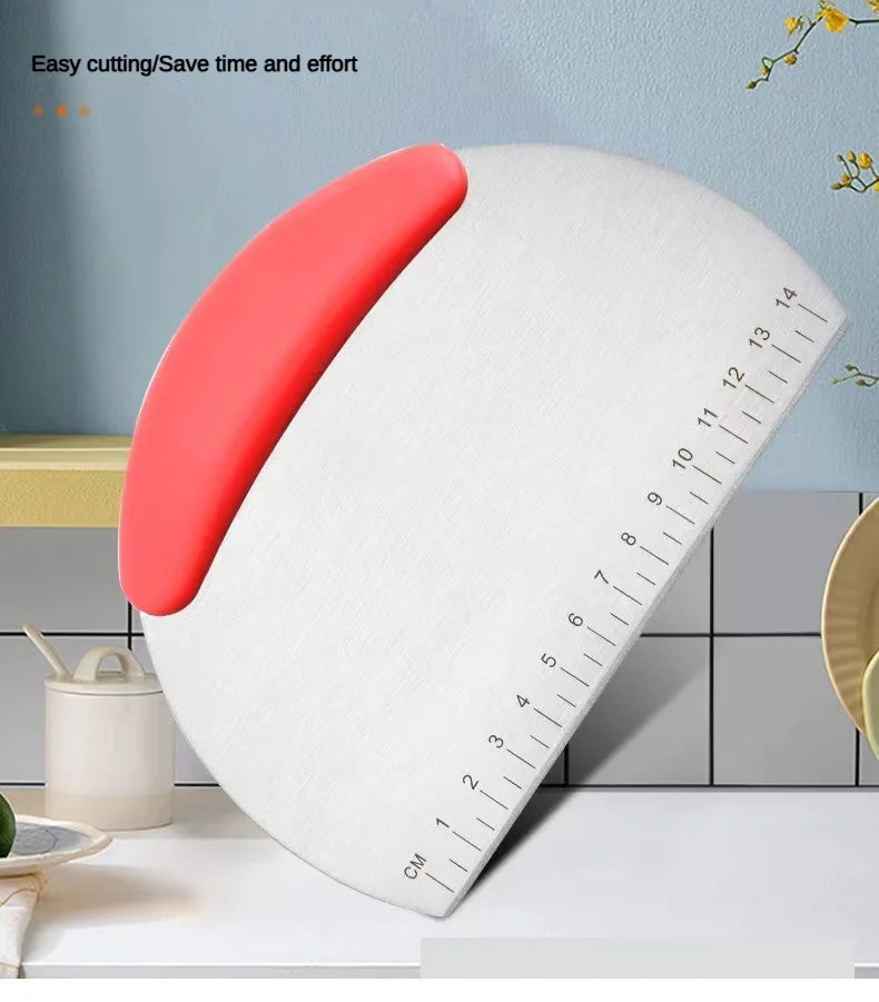 Stainless Steel Flour and Dough Cutter with Scale – Kitchen Scraper for Baking and Cooking