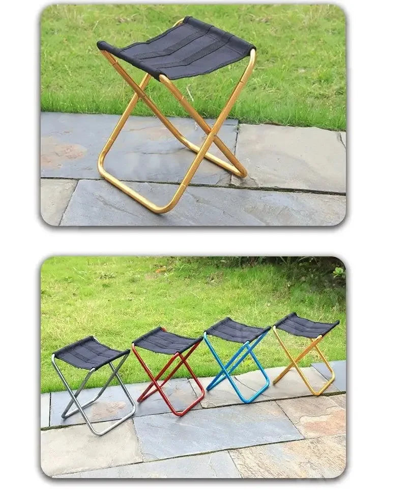Lightweight Folding Camping Chair – Golden Aluminium Alloy Seat with Carry Bag