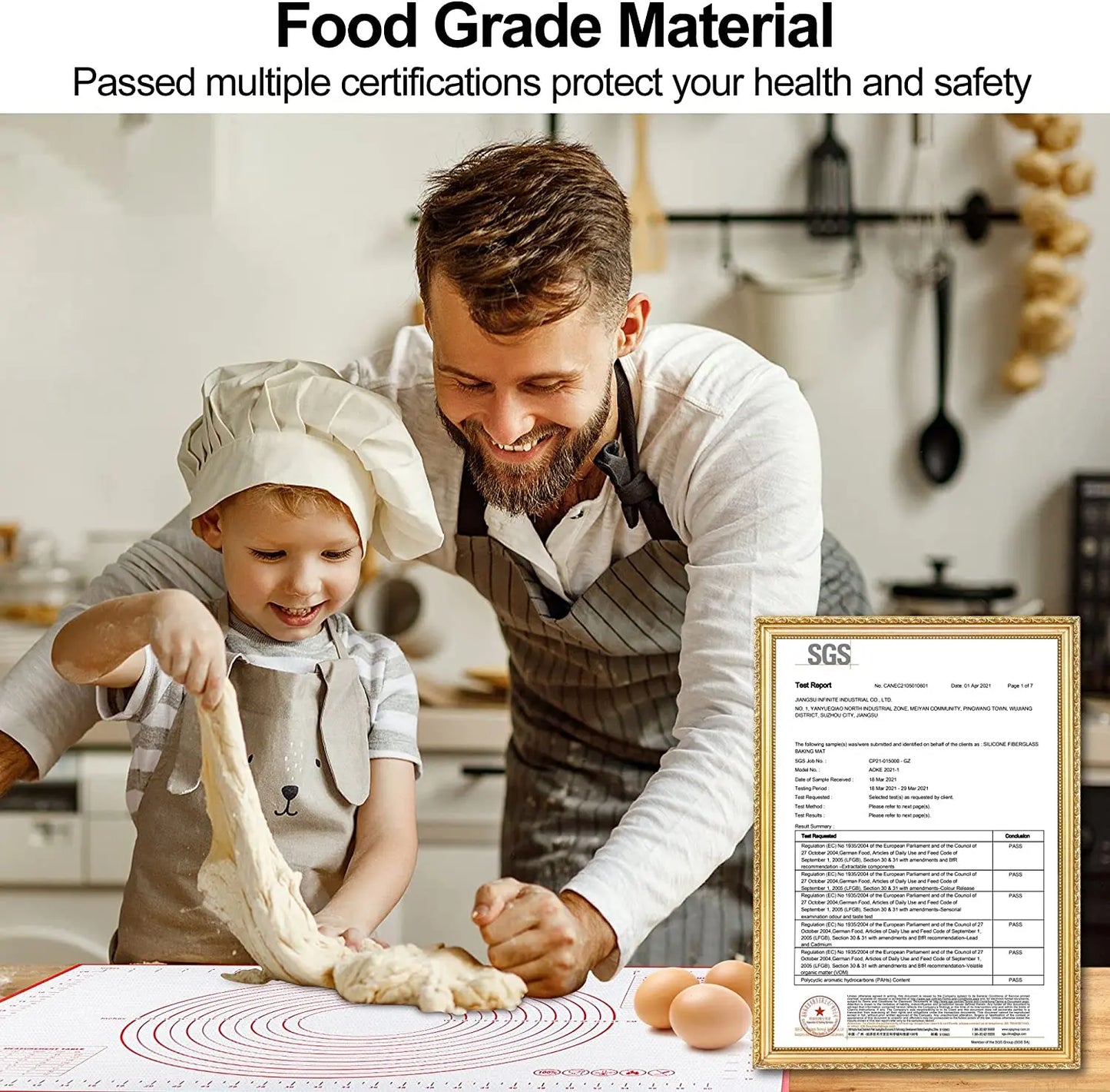 Non-Stick Silicone Baking & Kneading Mat – Reusable Pastry Mat with Measurement Guide