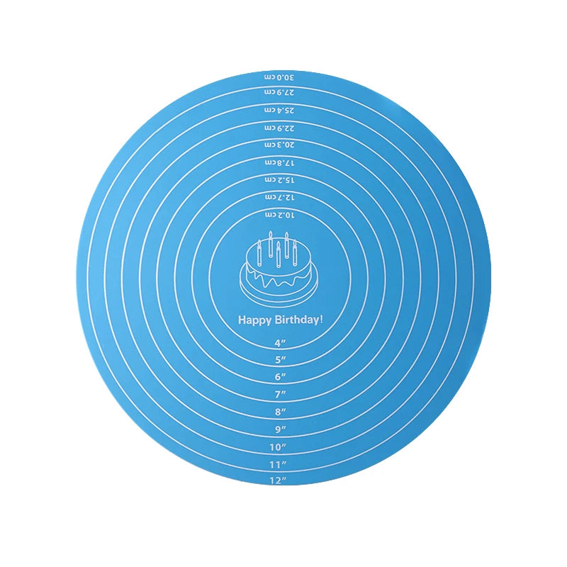 Silicone Cake Turntable Mat – Non-Stick Baking Mat with Size Guide, Heat Resistant Baking Tool