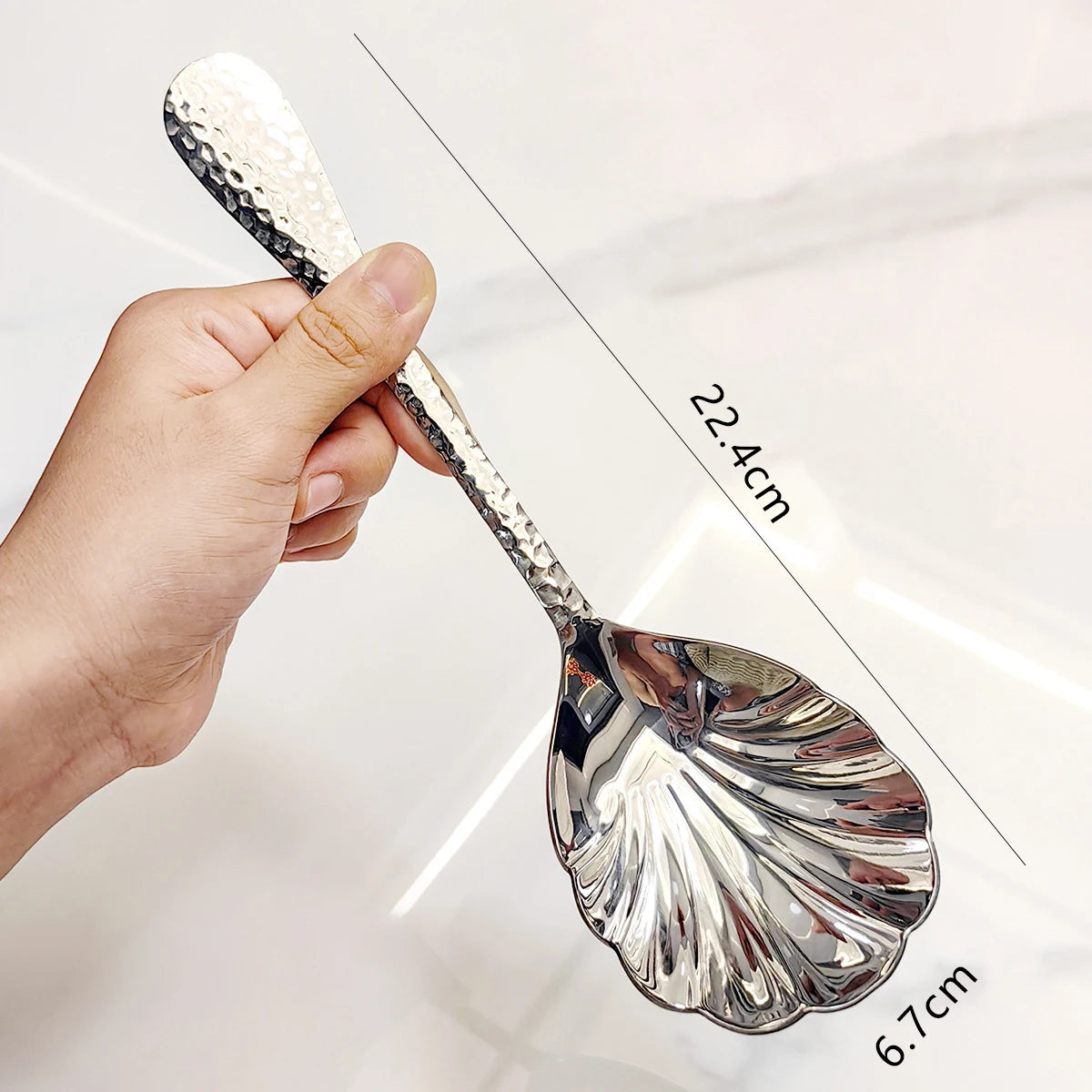 Stainless Steal Shell Pattern Serving Spoon