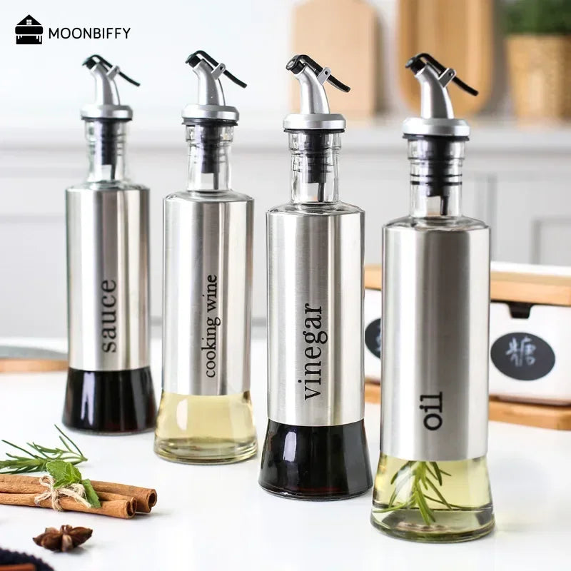 Stainless Steel Oil Bottle – 300ml/500ml Dispenser for Olive Oil, Vinegar & Sauces