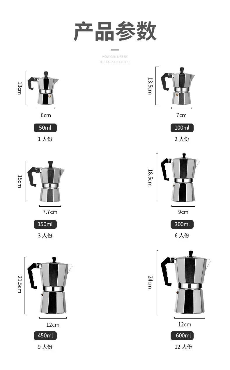 600ml Moka Coffee Pot – Italian-Style Aluminium Espresso Maker for Stove-Top Brewing