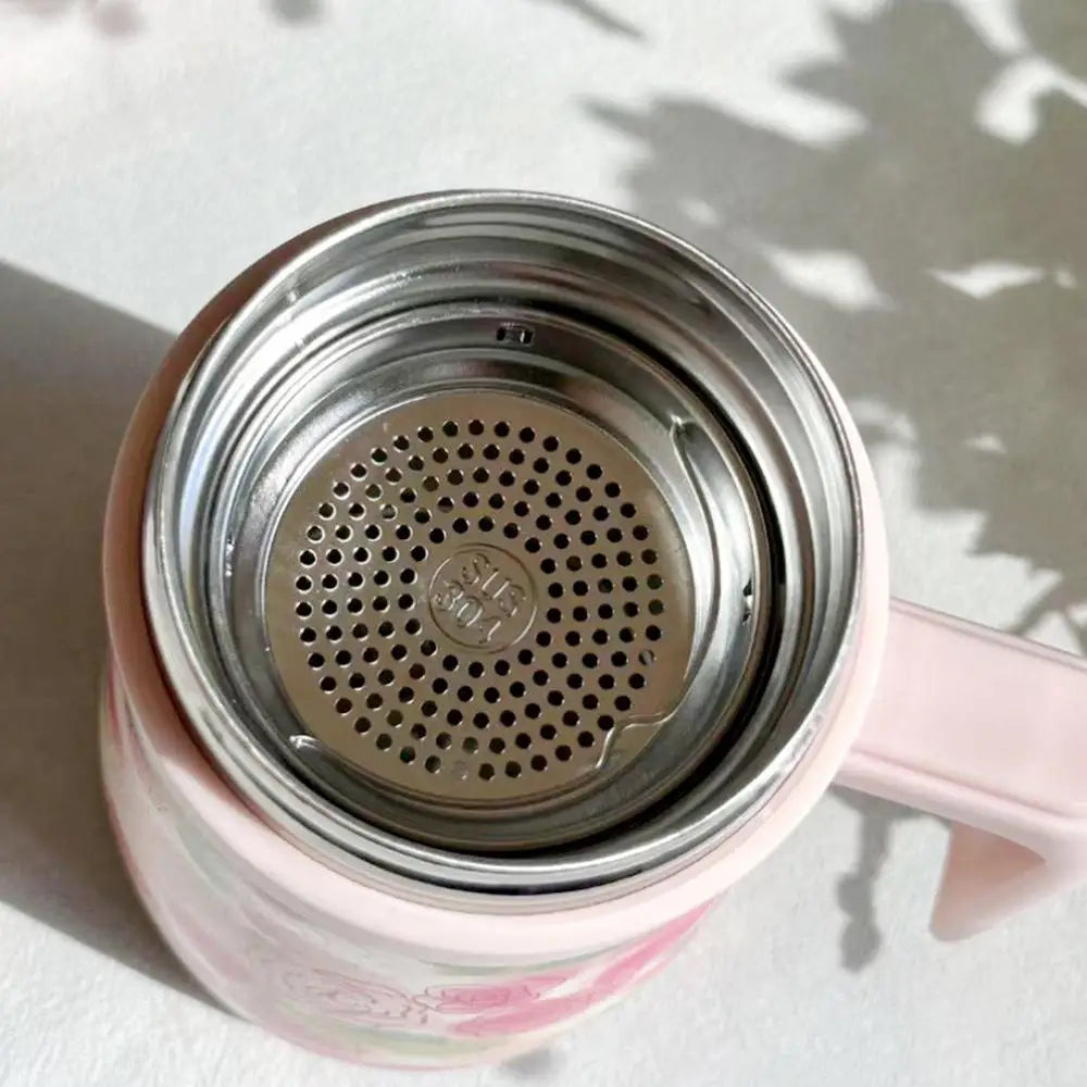 550ml Stainless Steel Insulated Teapot – Floral Thermos with Infuser for Home & Office